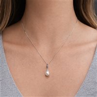 Collar Comete Mujer in Oro blanco Perla GLP362 - GLP362